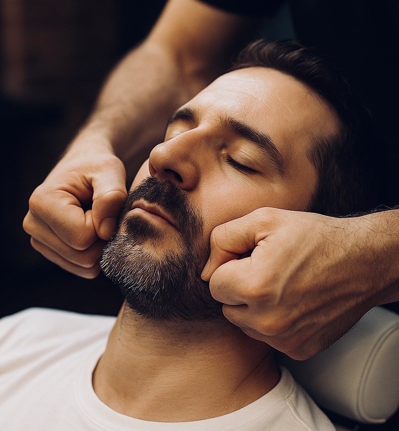 Facial grooming detail at Twenty Two Cut